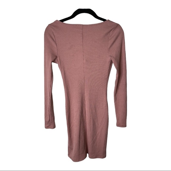 NEW ASTR The Label Blush Pink Hoo & Eye Corset Bodycon Long Sleeve Mini Dress XS - Picture 6 of 10